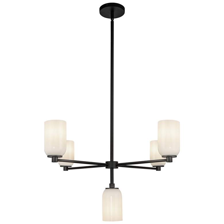 Image 1 Kuzco Nola E26 31-in Black/Glossy Opal Glass Chandelier
