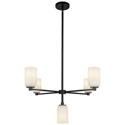 Kuzco Nola E26 31-in Black/Glossy Opal Glass Chandelier