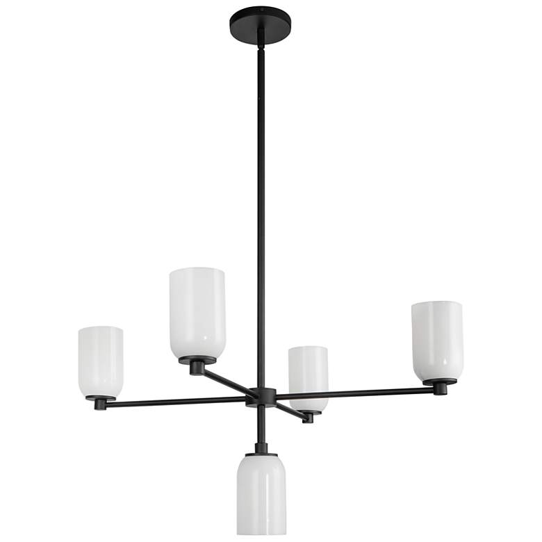 Image 4 Kuzco Nola E26 31-in Black/Glossy Opal Glass Chandelier more views