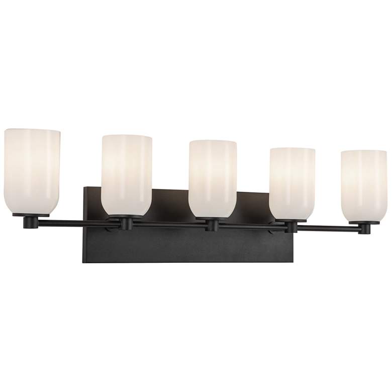 Image 1 Kuzco Nola E26 32-in Black/Glossy Opal Glass Vanity Light