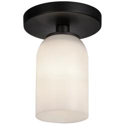 Kuzco Nola E26 4-in Black/Glossy Opal Glass Semi-Flush Mount