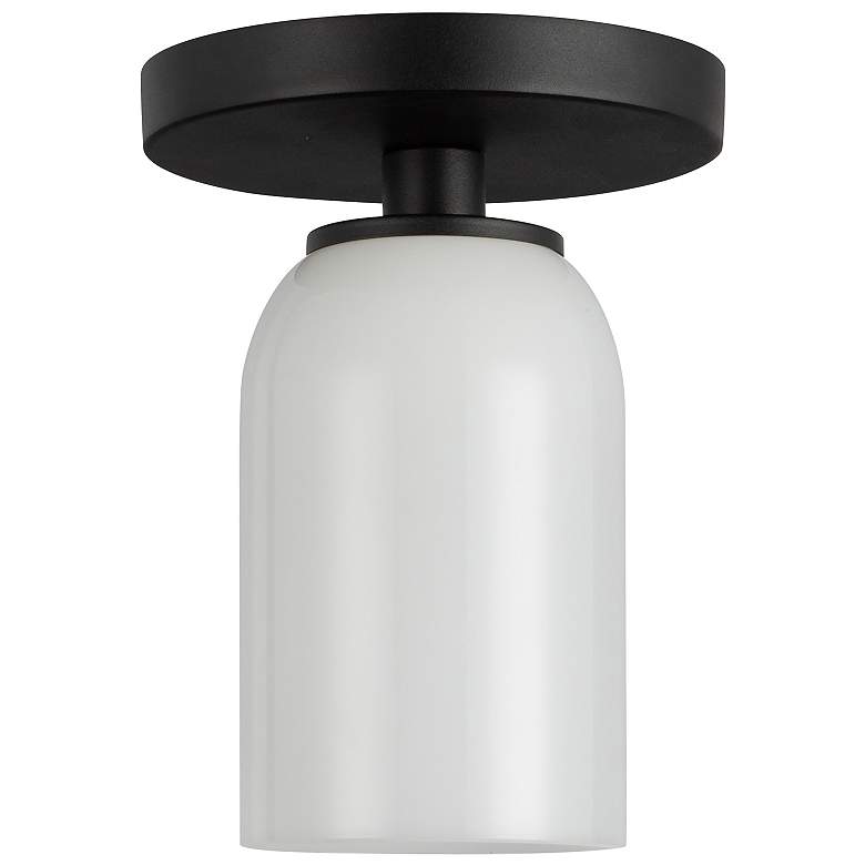 Image 4 Kuzco Nola E26 4-in Black/Glossy Opal Glass Semi-Flush Mount more views