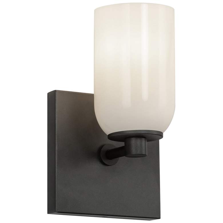 Image 1 Kuzco Nola E26 4-in Black/Glossy Opal Glass Wall Sconce