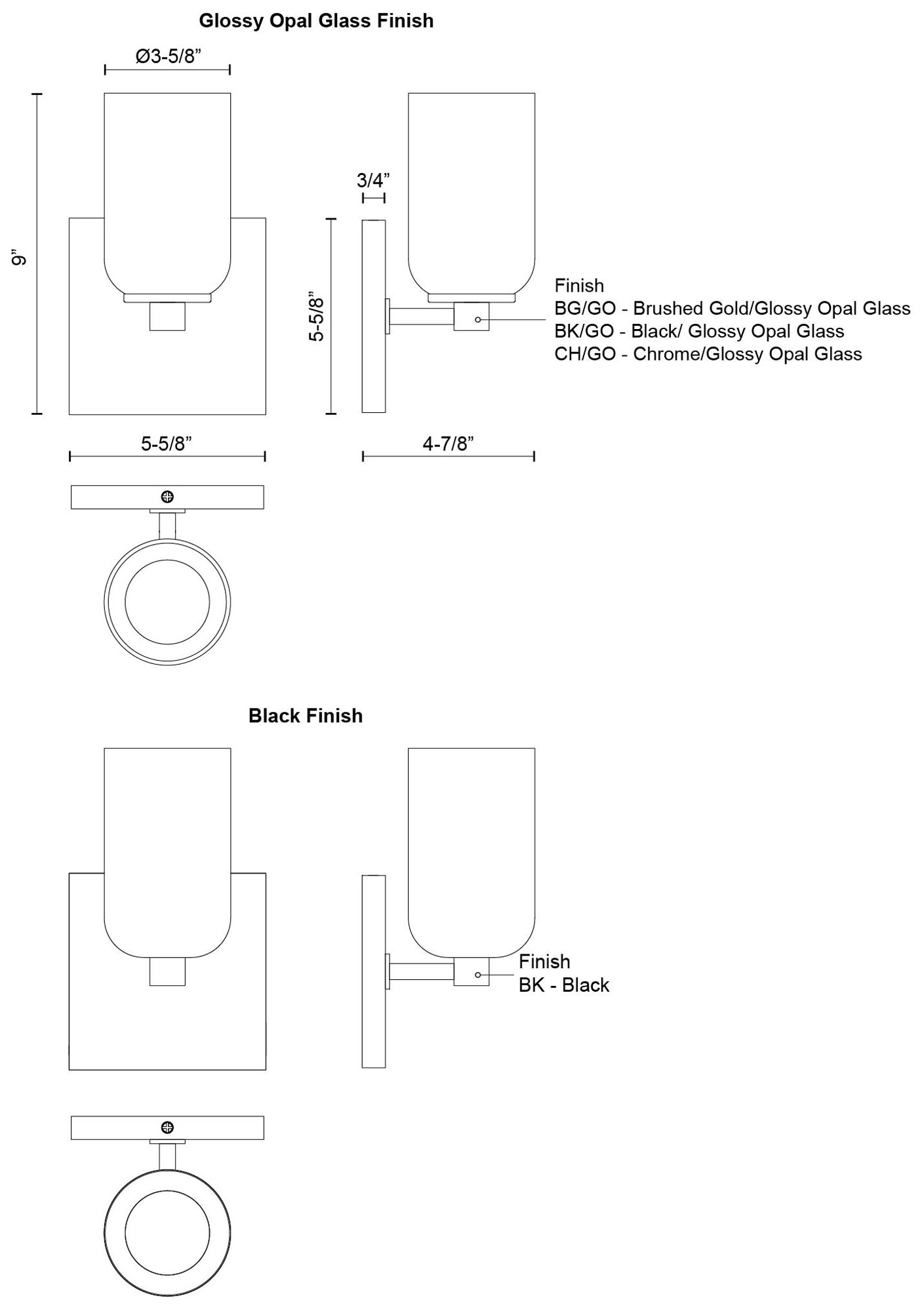 Image 3 Kuzco Nola E26 4-in Brushed Gold/Glossy Opal Glass Wall Sconce more views