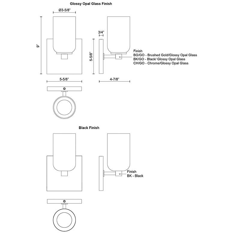 Image 3 Kuzco Nola E26 4-in Brushed Gold/Glossy Opal Glass Wall Sconce more views