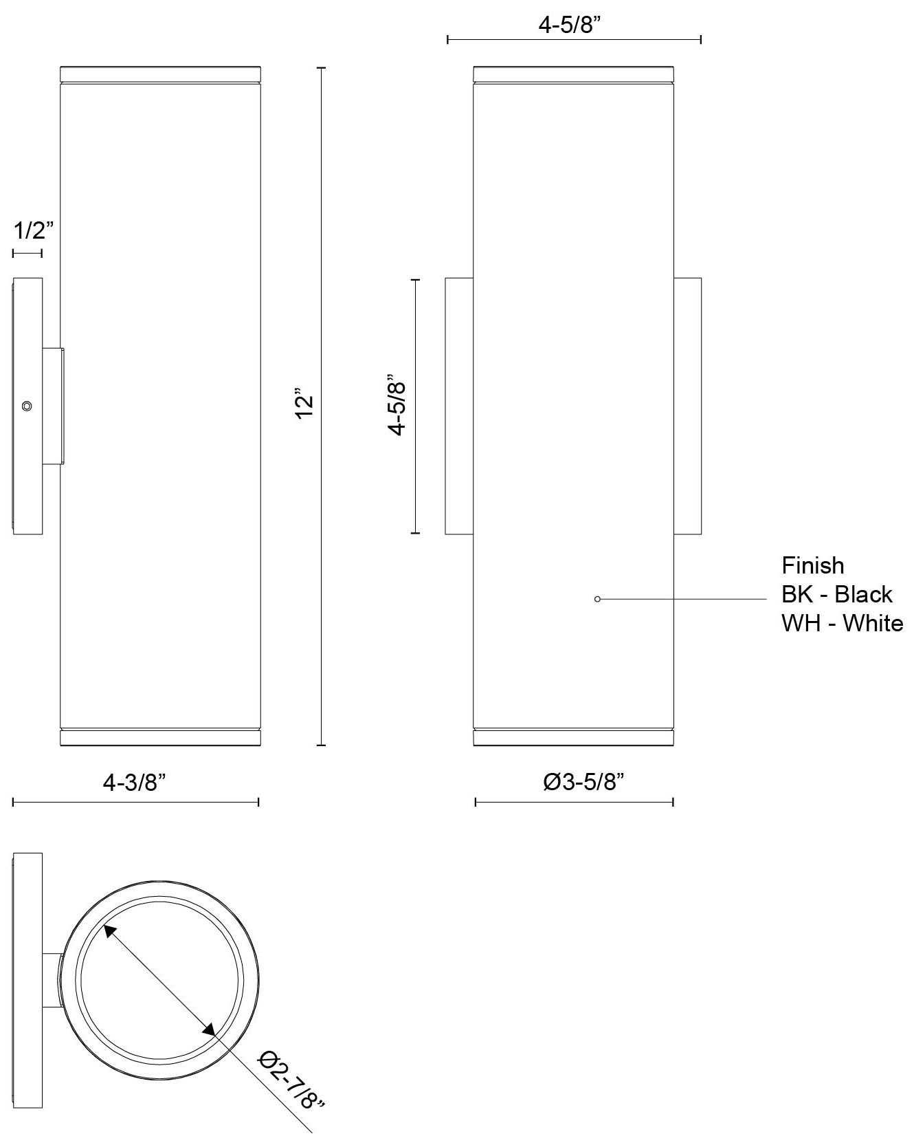 Image 2 Kuzco Nordic 12-in (3-in Dia.) White LED Exterior Wall more views