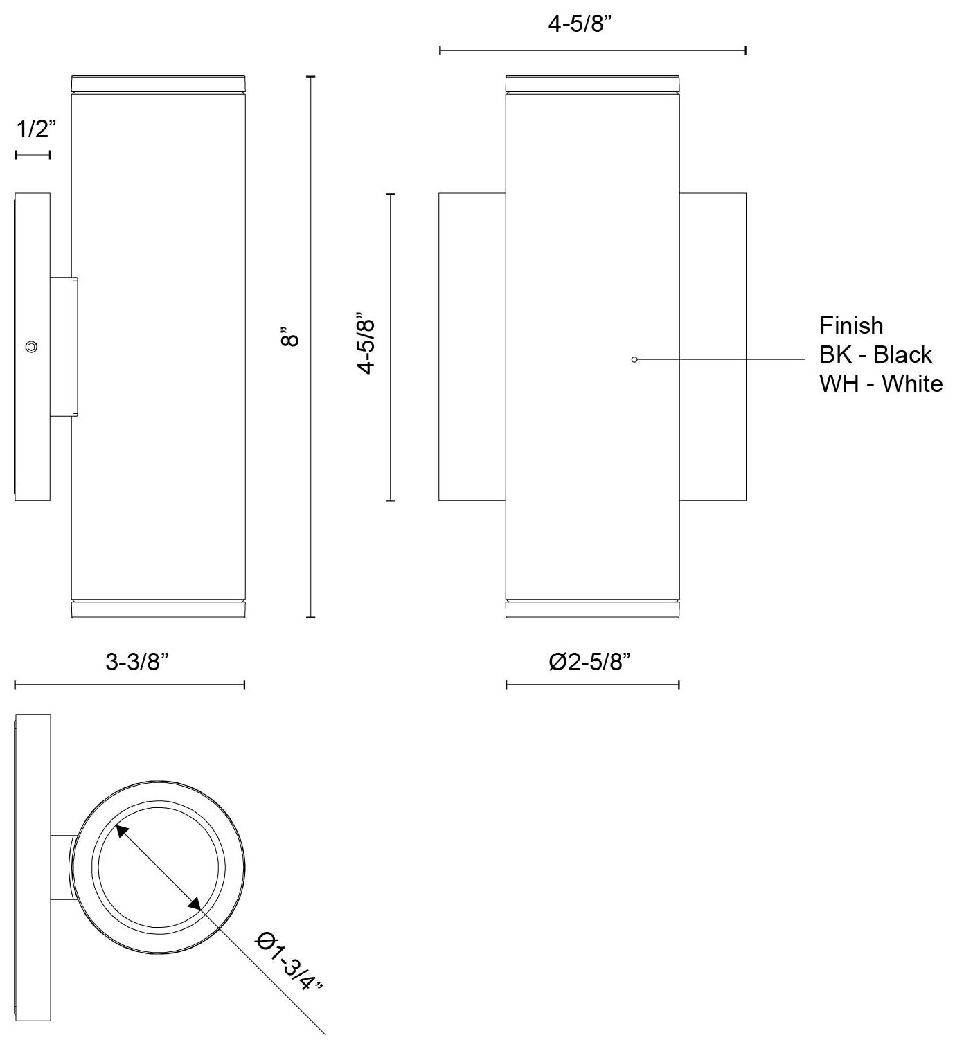 Image 2 Kuzco Nordic 8-in (2-in Dia.) White LED Exterior Wall more views