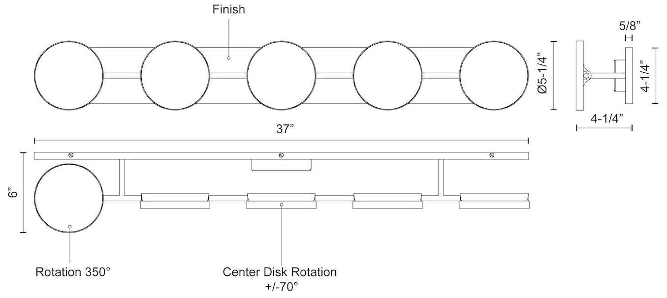 Image 7 Kuzco Novel LED 37-in Black Vanity Light more views