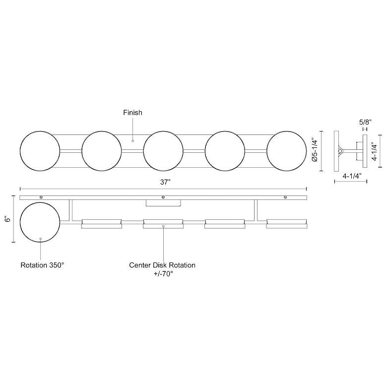 Image 7 Kuzco Novel LED 37-in Black Vanity Light more views