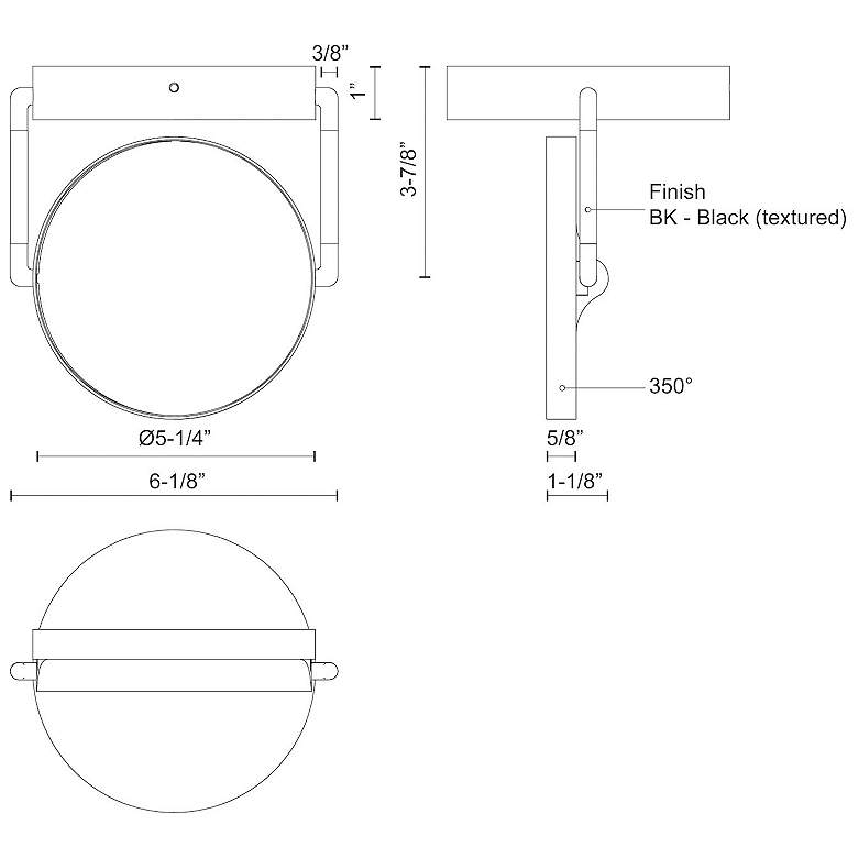 Image 5 Kuzco Novel LED 5-in Black Semi-Flush Mount more views