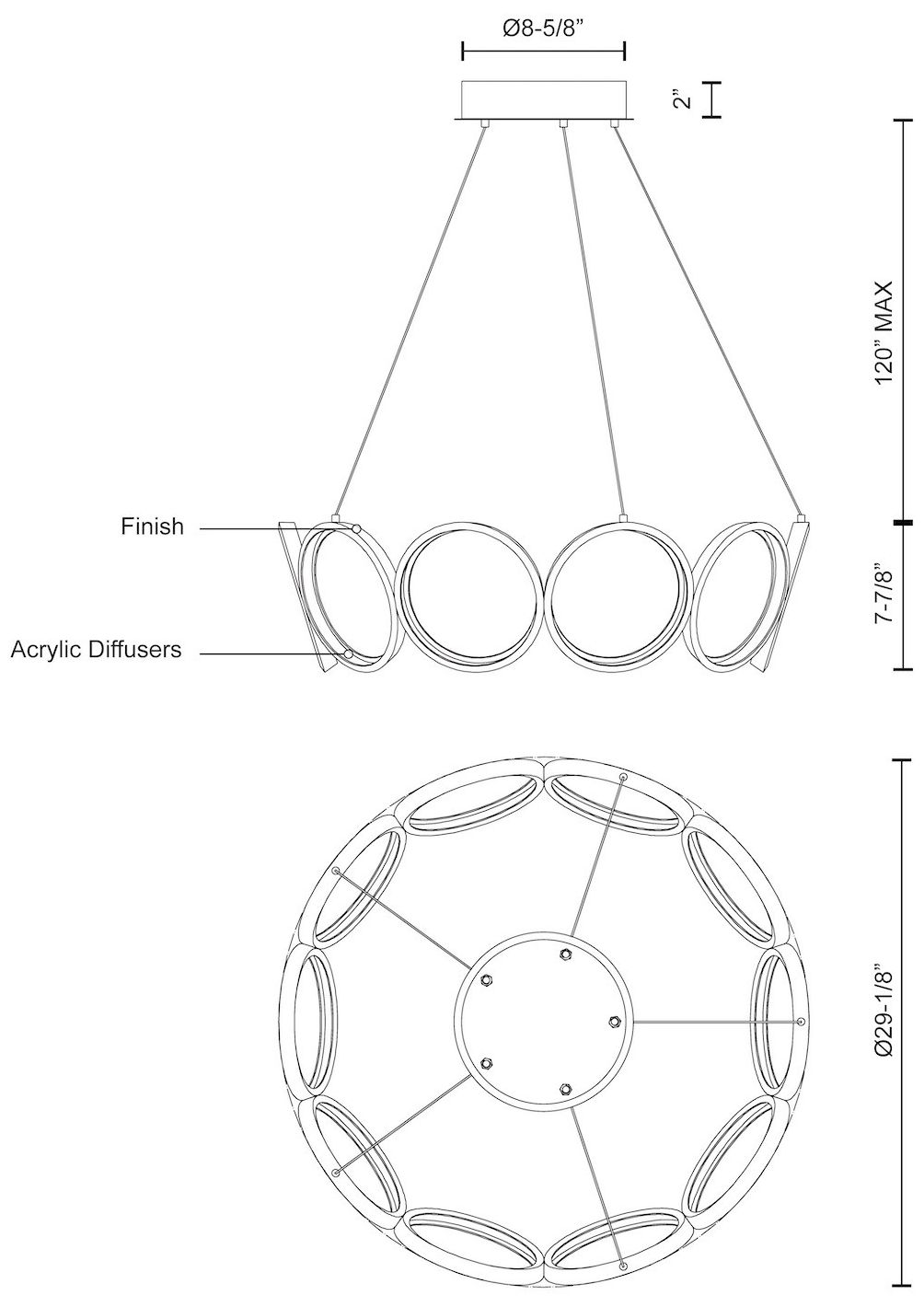 Image 3 Kuzco Oros LED 29-in Black LED Chandeliers more views