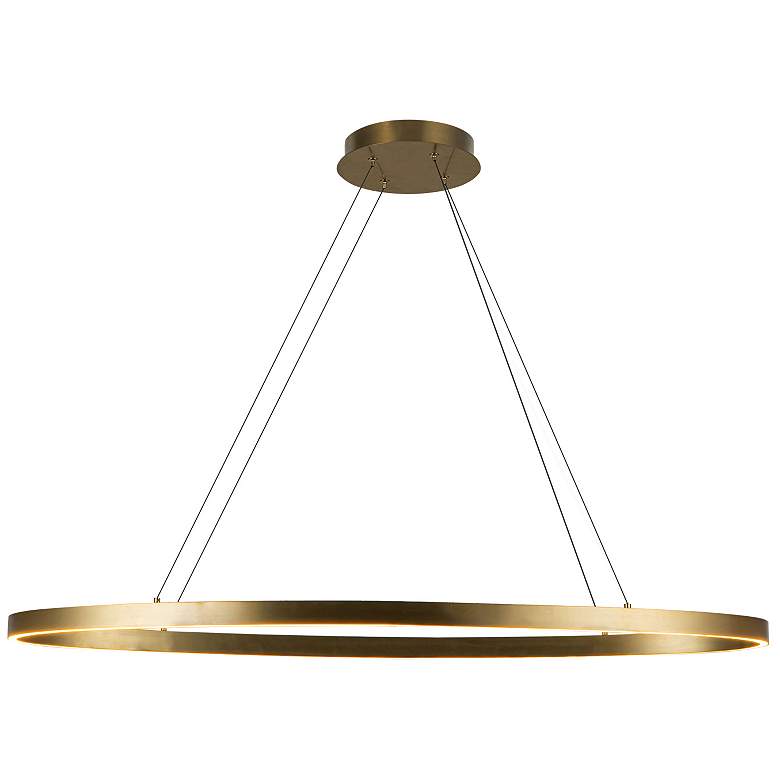 Image 1 Kuzco Ovale 40" Wide Brushed Gold Modern LED Ring Pendant