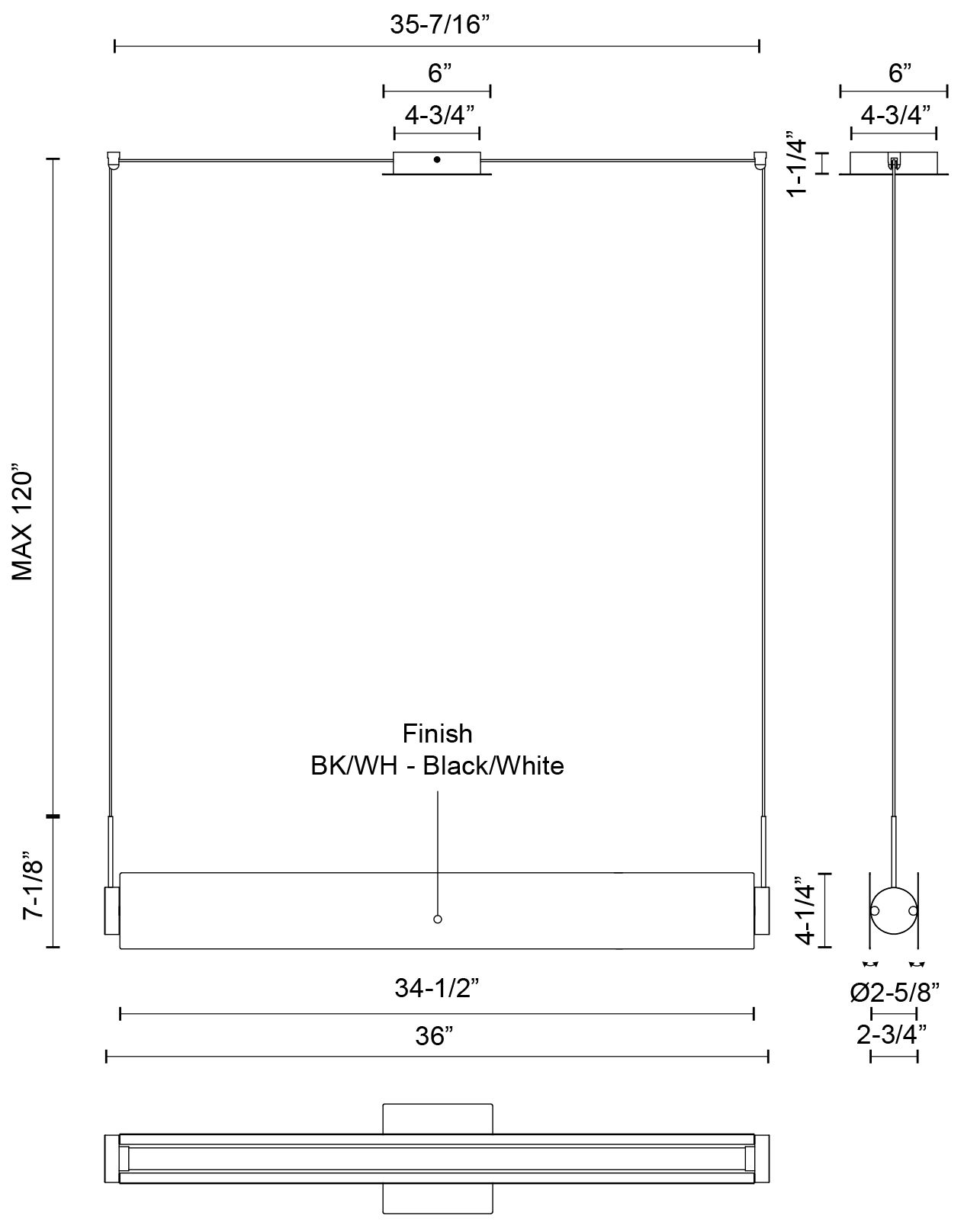 Image 4 Kuzco Phoenix LED 36-in Black/White Linear Pendant more views