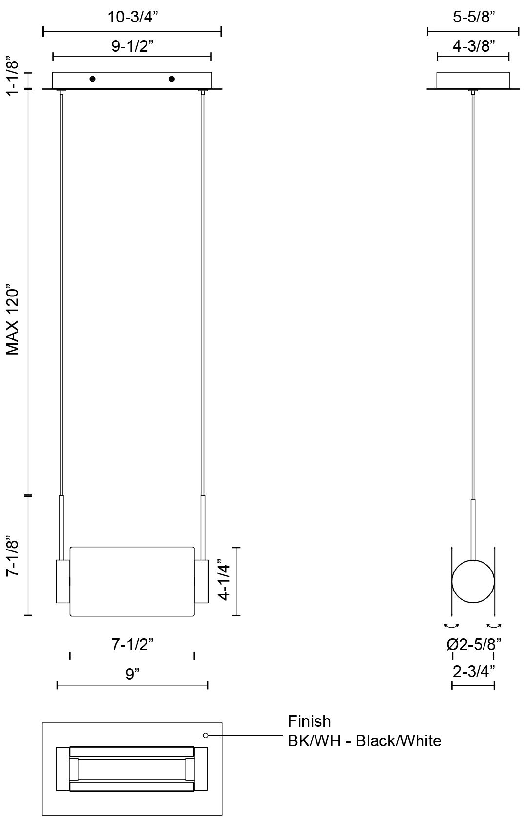 Image 3 Kuzco Phoenix LED 9-in Black/White Linear Pendant more views