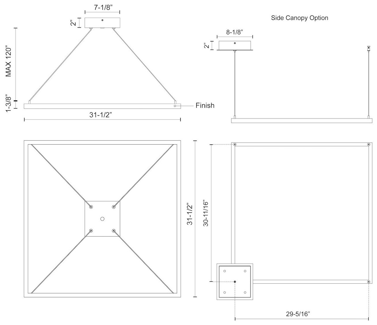 Image 3 Kuzco Piazza LED 32-in Black Pendant more views