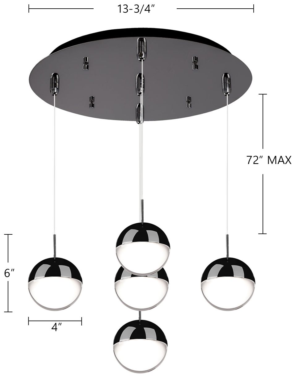 Image 2 Kuzco Pluto 14-in Black Chrome 5-Light Multi Pendant more views