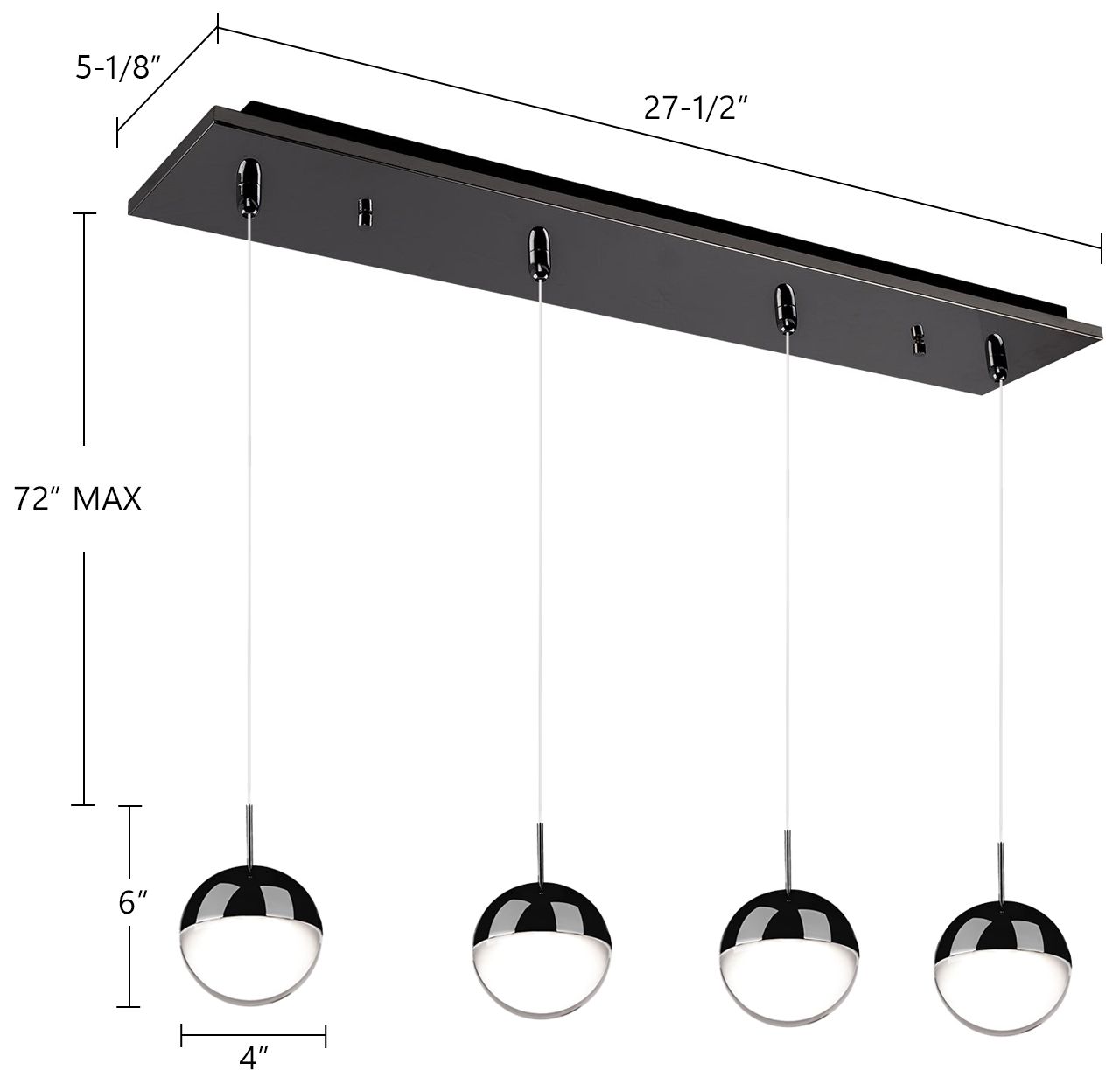 Image 2 Kuzco Pluto 25-in Black Chrome 3-Light Multi Pendant more views