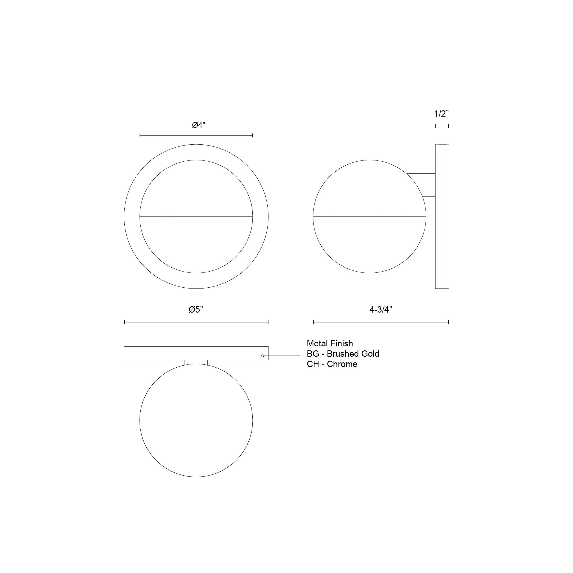 Image 2 Kuzco Pluto LED 5-in Chrome Wall Sconce more views