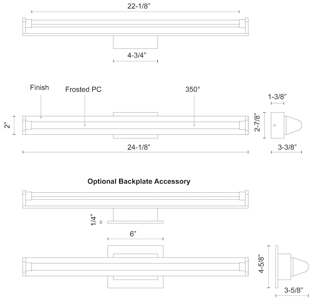 Image 5 Kuzco Plymouth LED 24-in Black Vanity Light more views