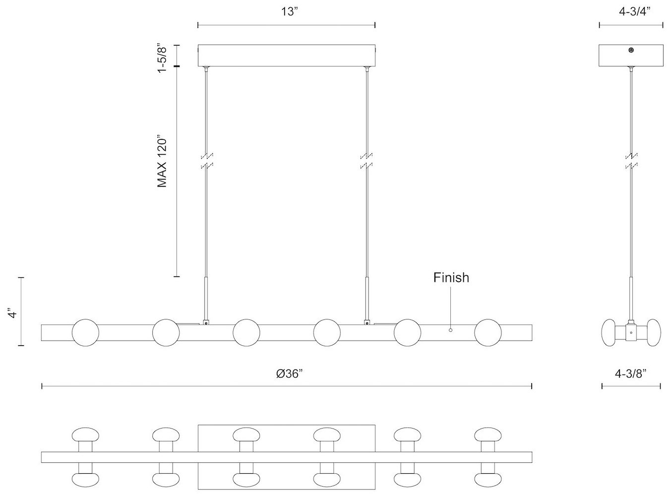 Image 4 Kuzco Rezz LED 36-in Black Linear Pendant more views