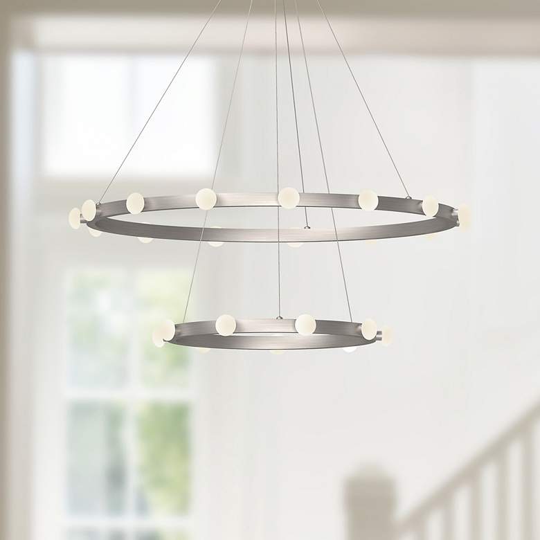 Image 1 Kuzco Rezz LED 36-in Brushed Nickel LED Chandeliers