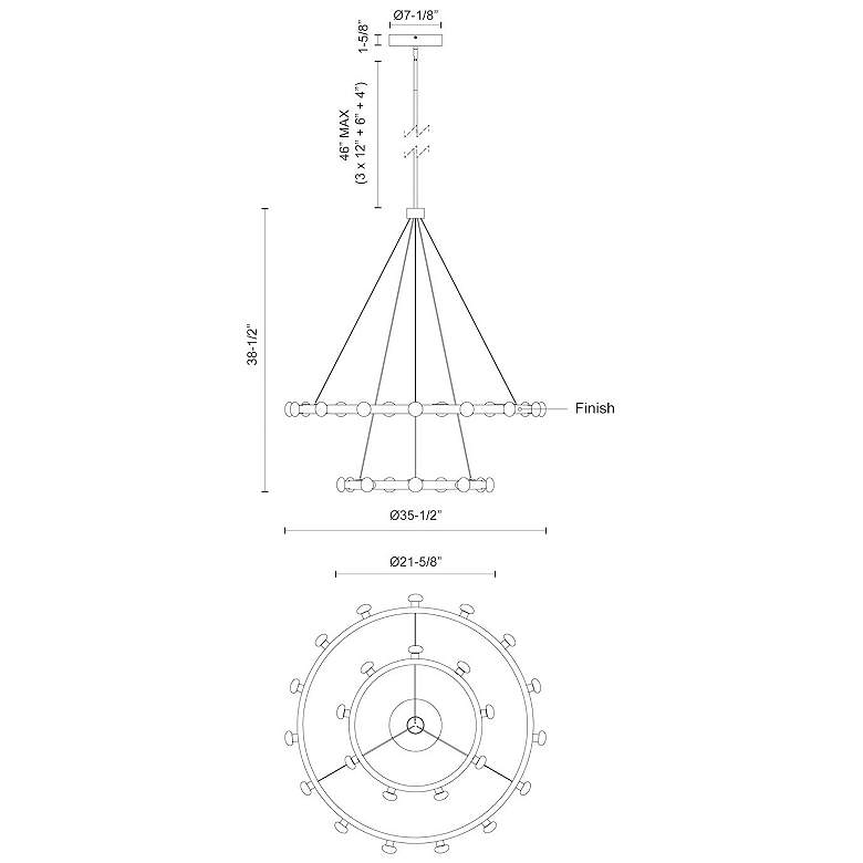 Image 3 Kuzco Rezz LED 36-in Brushed Nickel LED Chandeliers more views