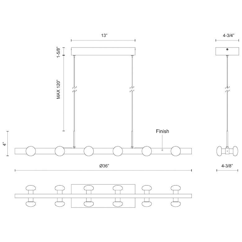 Image 4 Kuzco Rezz LED 36-in Brushed Nickel Linear Pendant more views