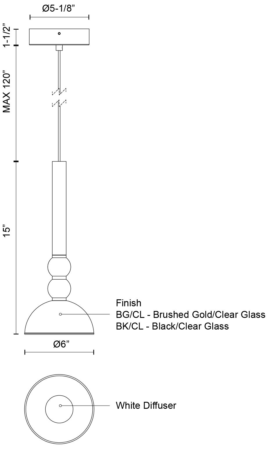 Image 3 Kuzco Rise LED 6-in Black/Clear Pendant more views
