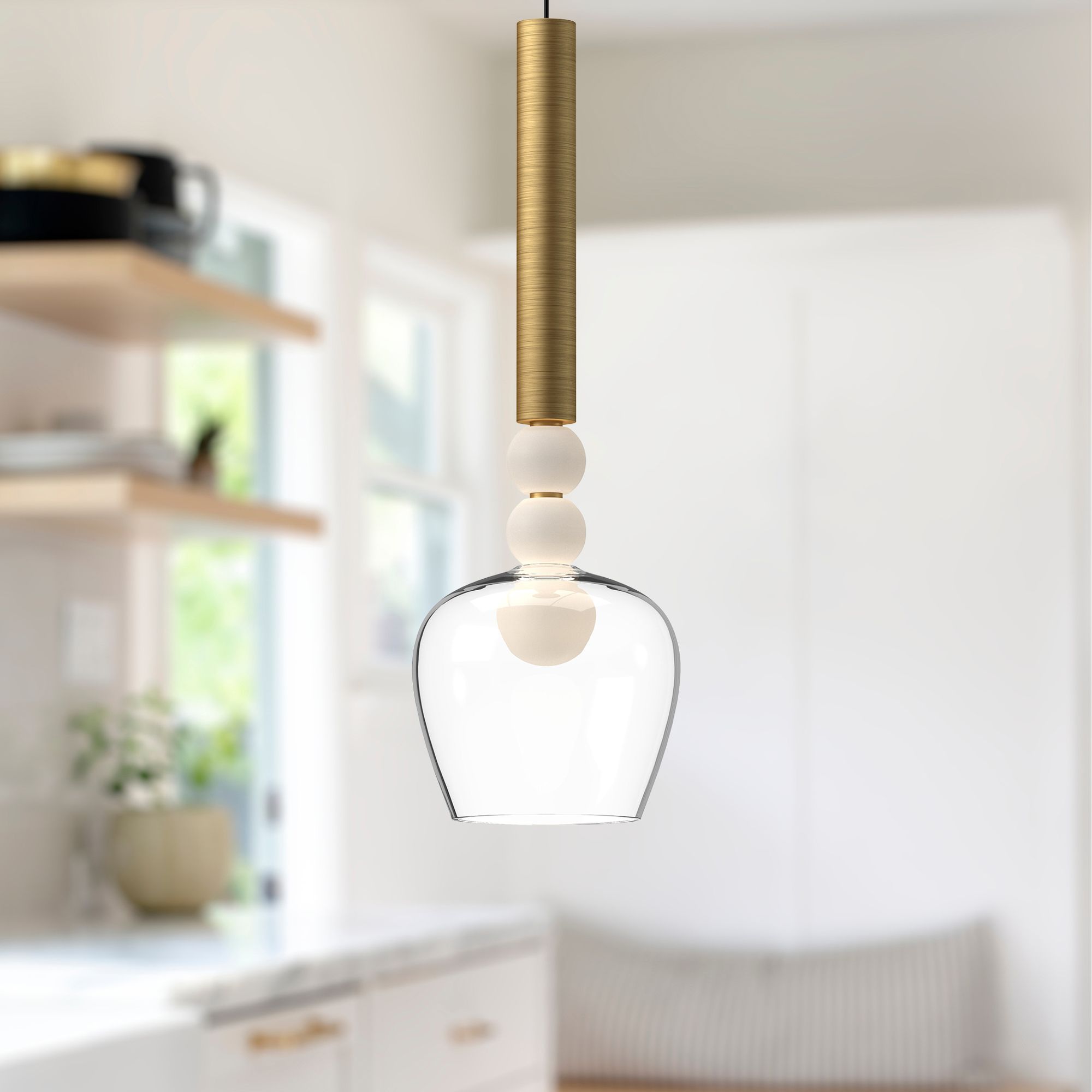 Kuzco Rise LED 6-in Brushed Gold/Clear Pendant