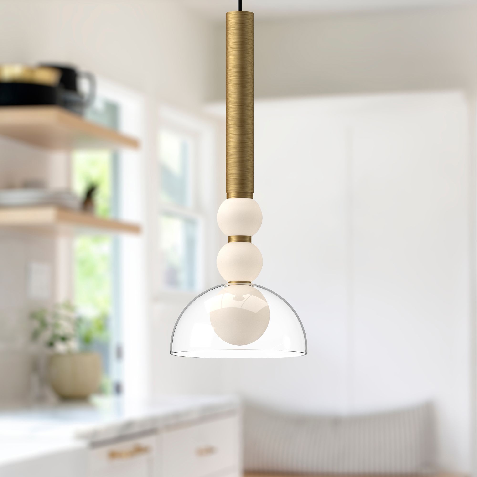 Kuzco Rise LED 6-in Brushed Gold/Clear Pendant