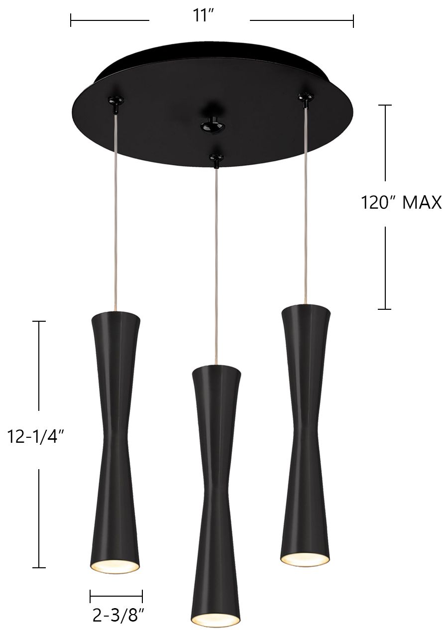 Image 4 Kuzco Robson 11-in Black 3-Light Multi Pendant more views