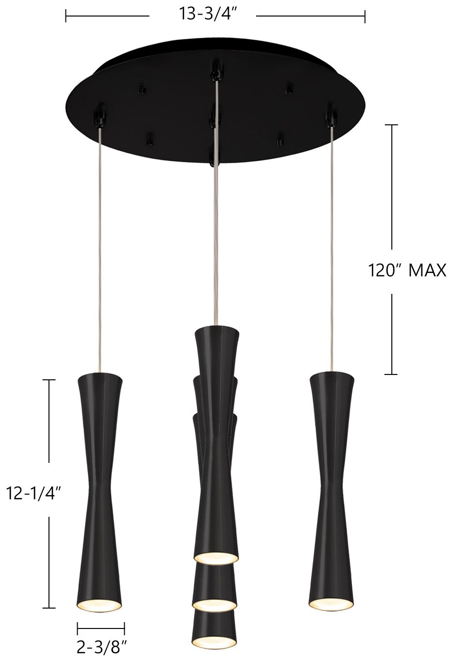 Image 2 Kuzco Robson 14-in Black 5-Light Multi Pendant more views