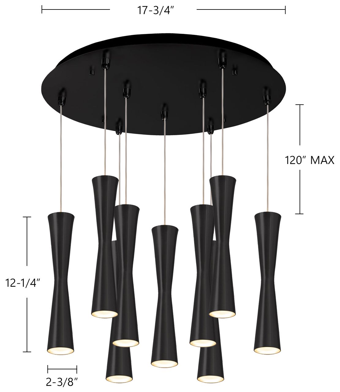 Image 2 Kuzco Robson 18-in Black 9-Light Multi Pendant more views