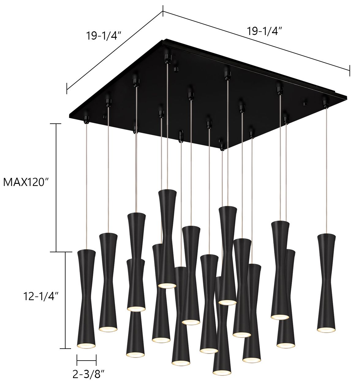 Image 2 Kuzco Robson 19-in Black 16-Light Multi Pendant more views