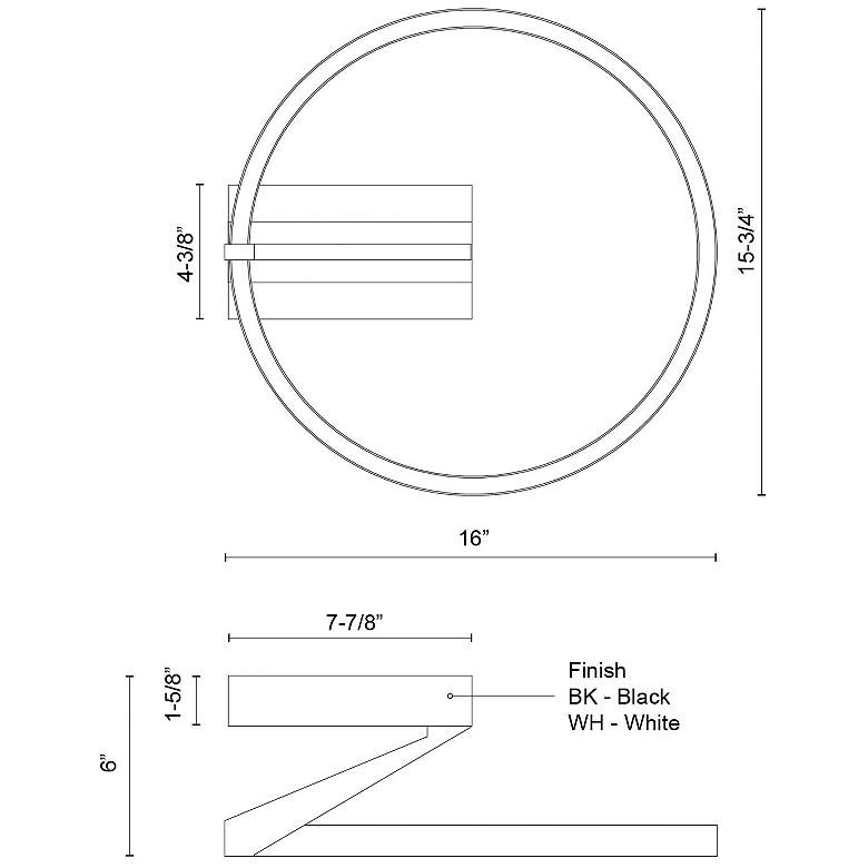 Image 6 Kuzco Roda LED 16-in Black Semi-Flush Mount more views