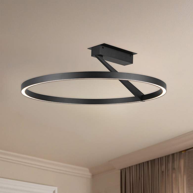 Image 1 Kuzco Roda LED 24-in Black Semi-Flush Mount