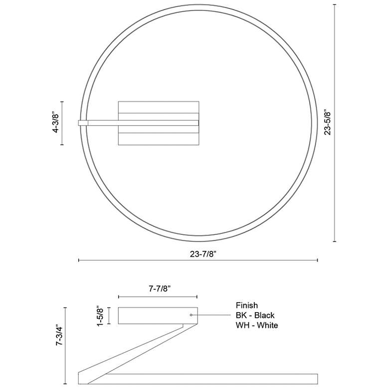 Image 5 Kuzco Roda LED 24-in Black Semi-Flush Mount more views