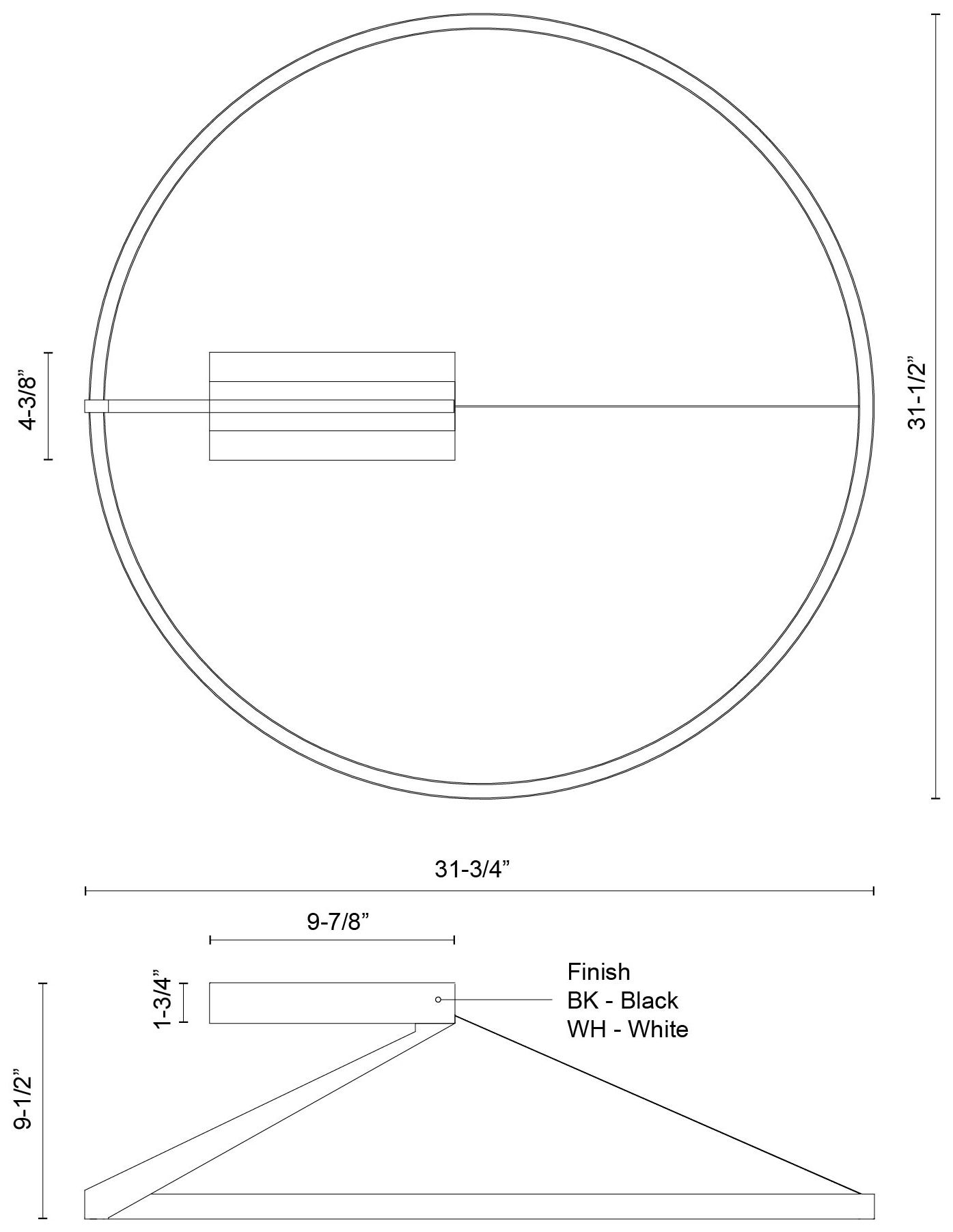 Image 4 Kuzco Roda LED 31-in Black Semi-Flush Mount more views
