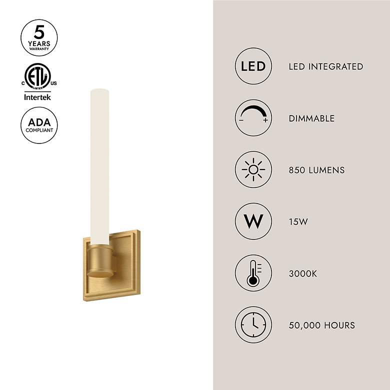 Image 3 Kuzco Rona LED 14-in Brushed Gold Wall Sconce more views