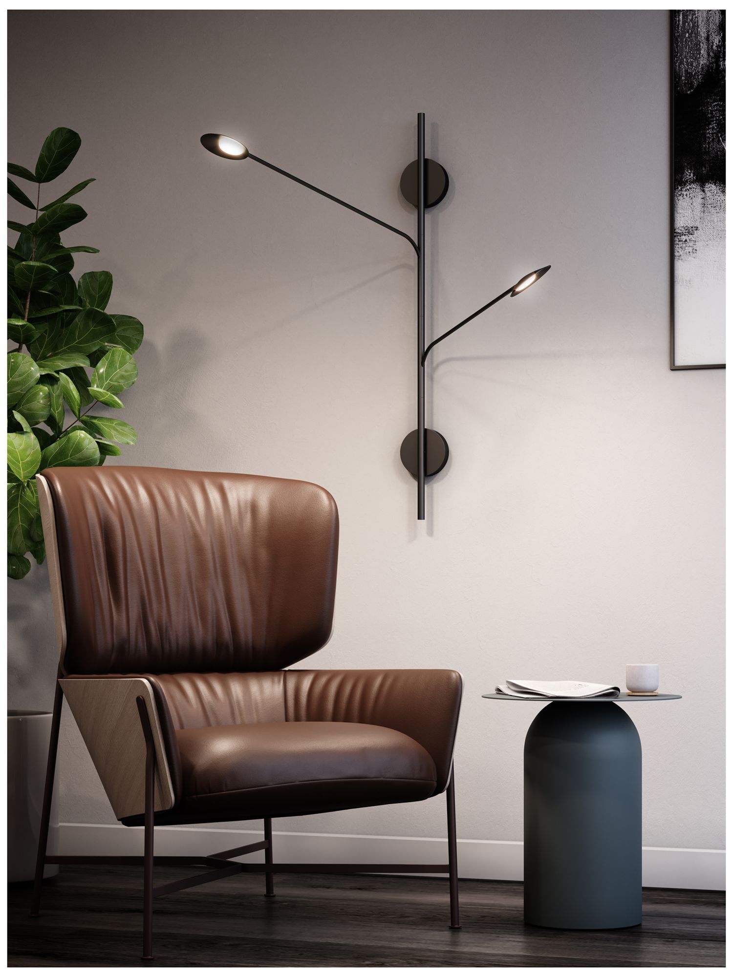 Image 3 Kuzco Rotaire LED 2 Head Black Wall Sconce more views