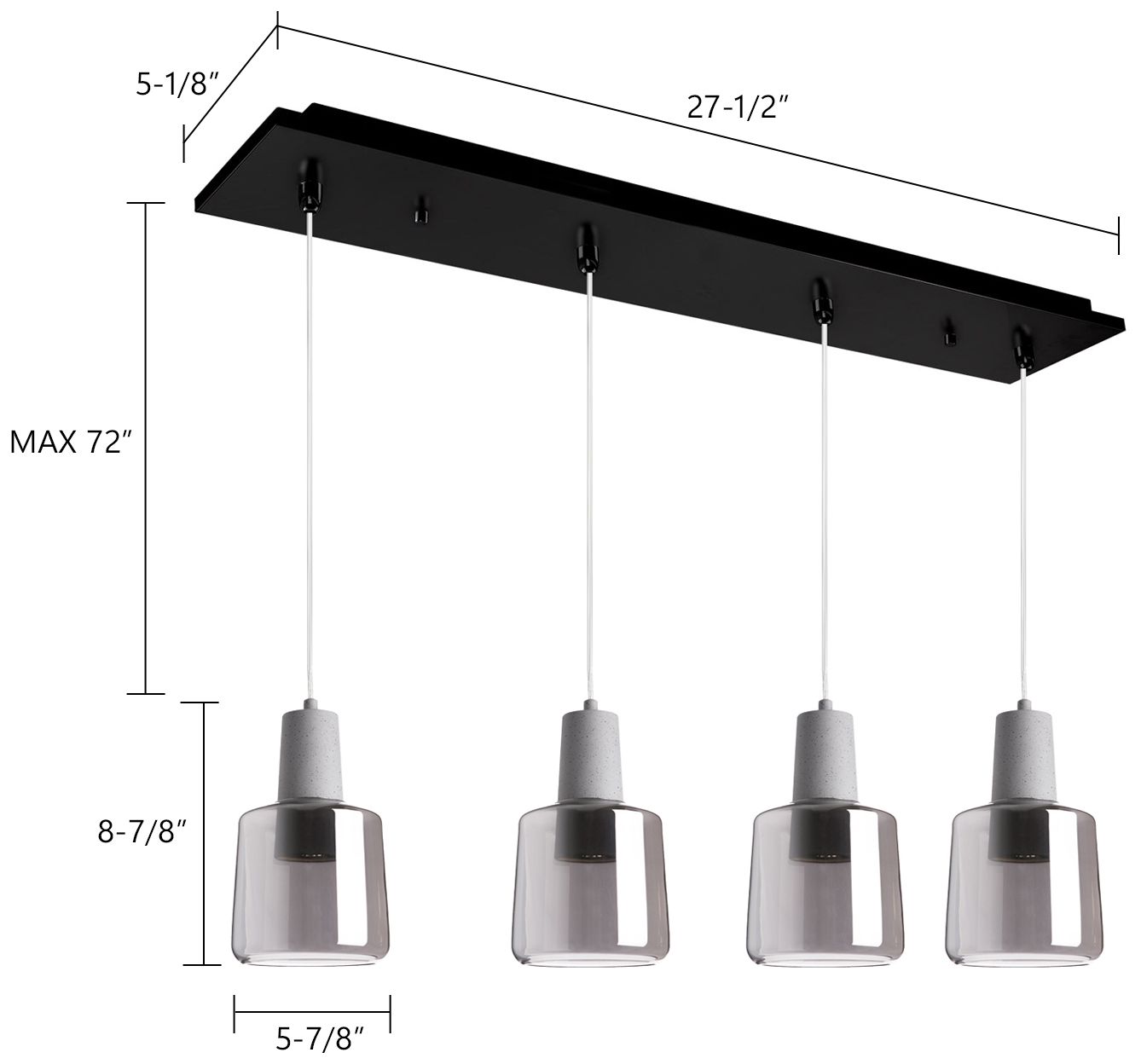 Image 2 Kuzco Samson 28-in White/Clear Glass 4-Light Multi Pendant more views