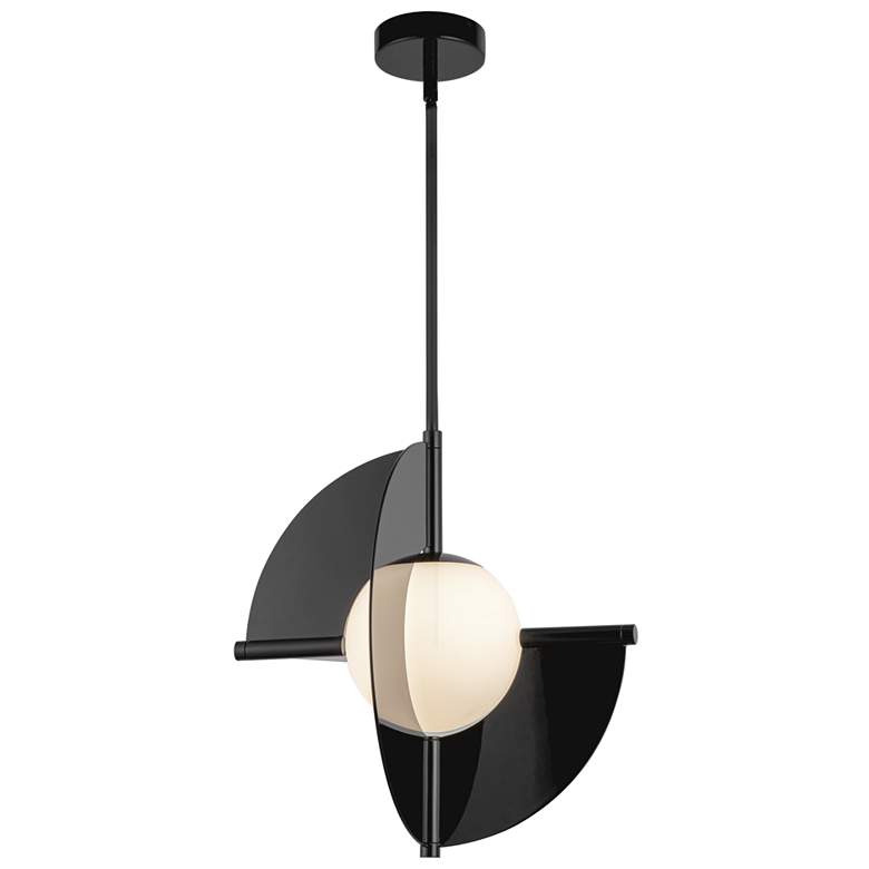 Image 1 Kuzco Scorpio LED 16-in Glossy Black/Opal Glass Pendant