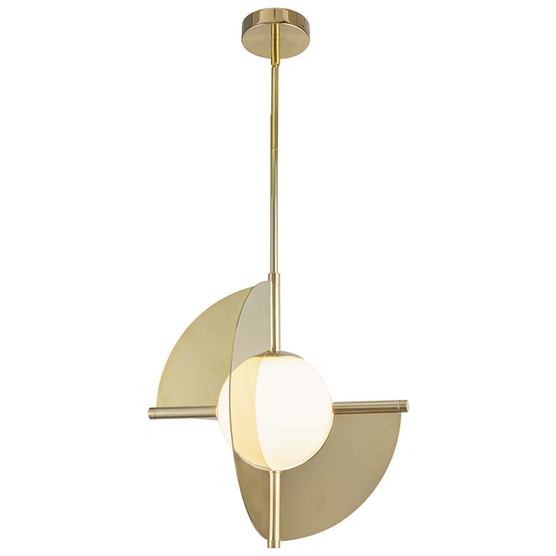 Image 1 Kuzco Scorpio LED 16-in Metallic Brass/Opal Glass Pendant