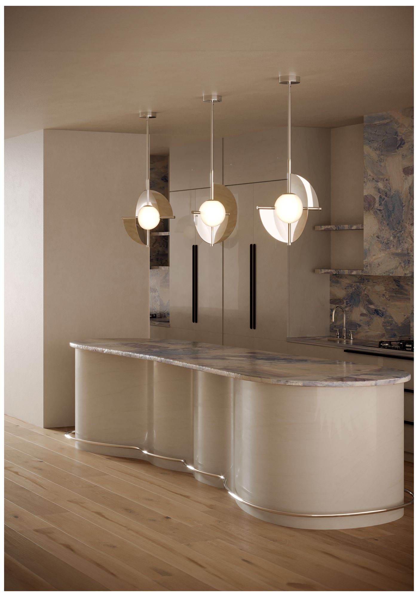 Image 2 Kuzco Scorpio LED 16-in Polished Nickel/Opal Glass Pendant more views