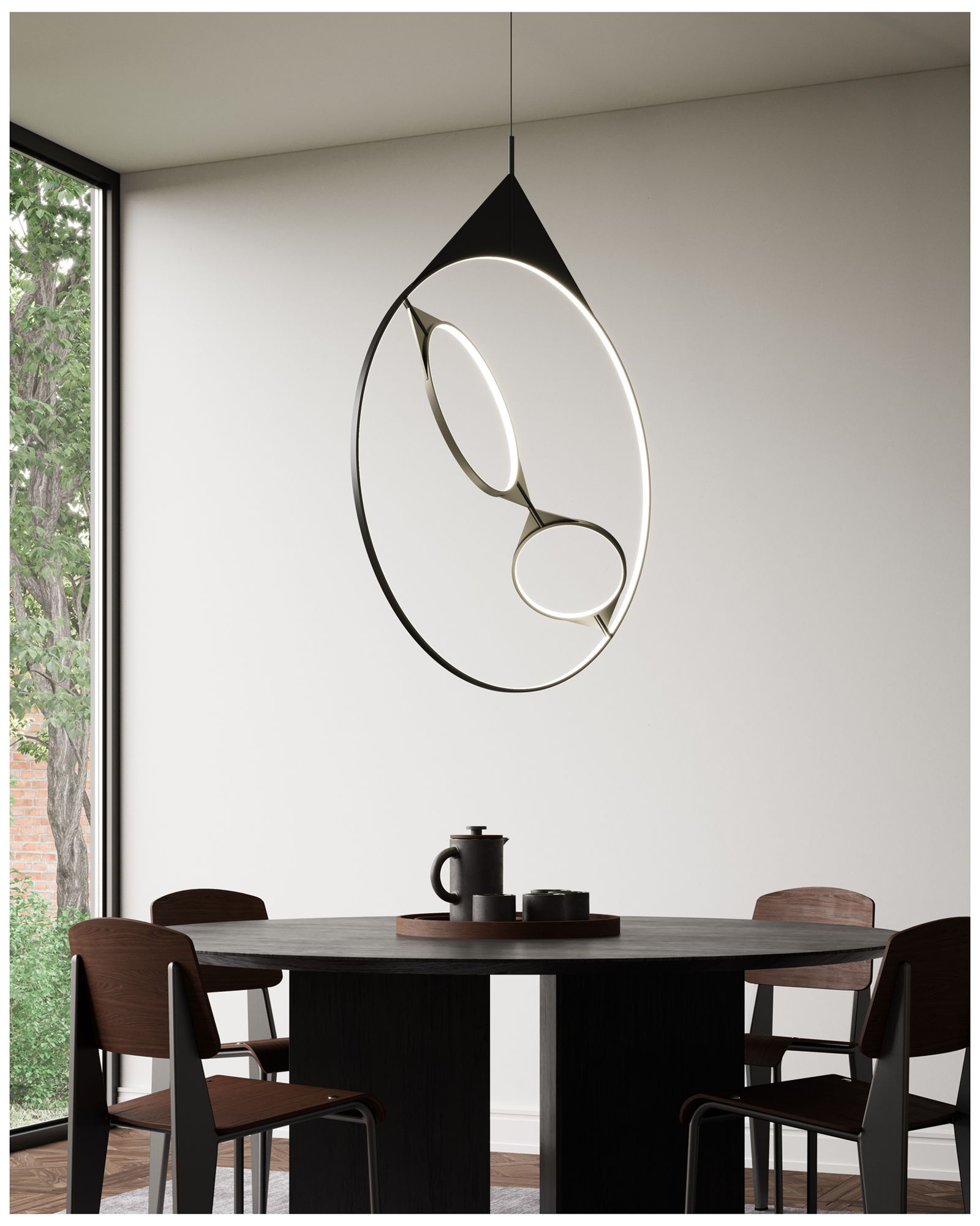 Image 3 Kuzco Serif LED 36-in Black Pendant more views