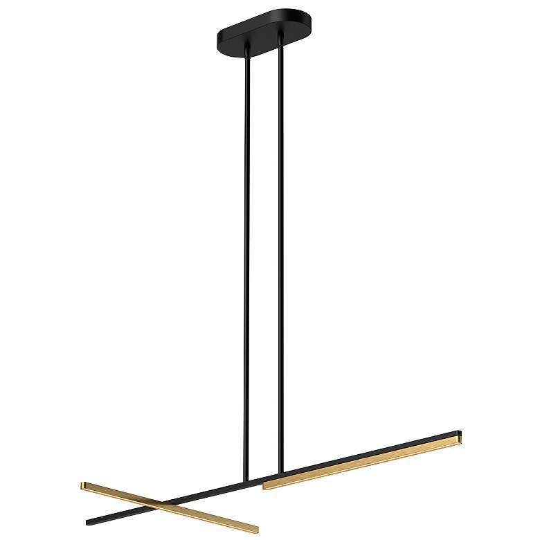 Image 1 Kuzco Shift LED 48-in Black/Brushed Gold Linear Pendant