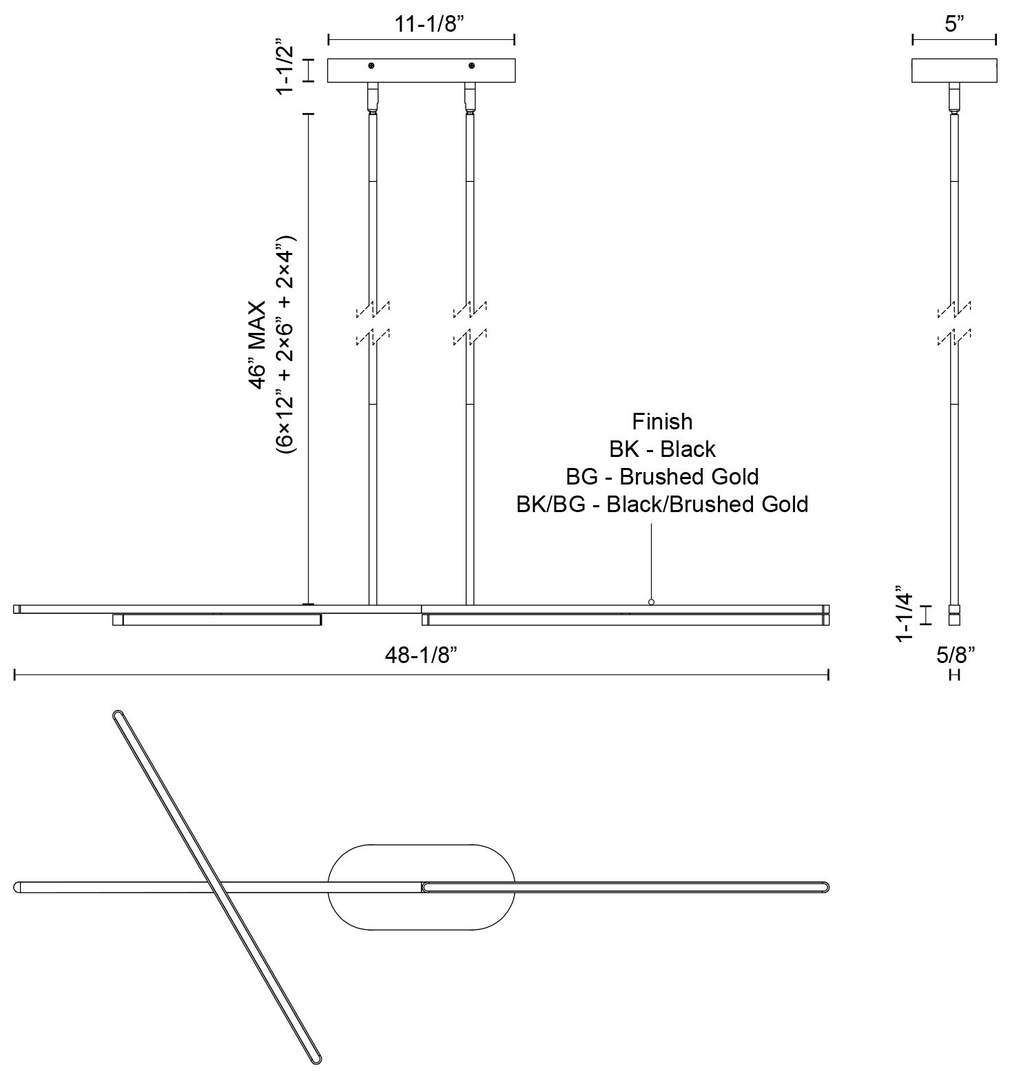 Image 2 Kuzco Shift LED 48-in Brushed Gold Linear Pendant more views