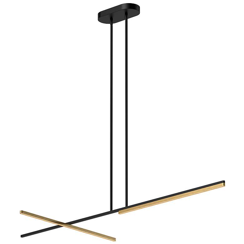 Image 1 Kuzco Shift LED 60-in Black/Brushed Gold Linear Pendant