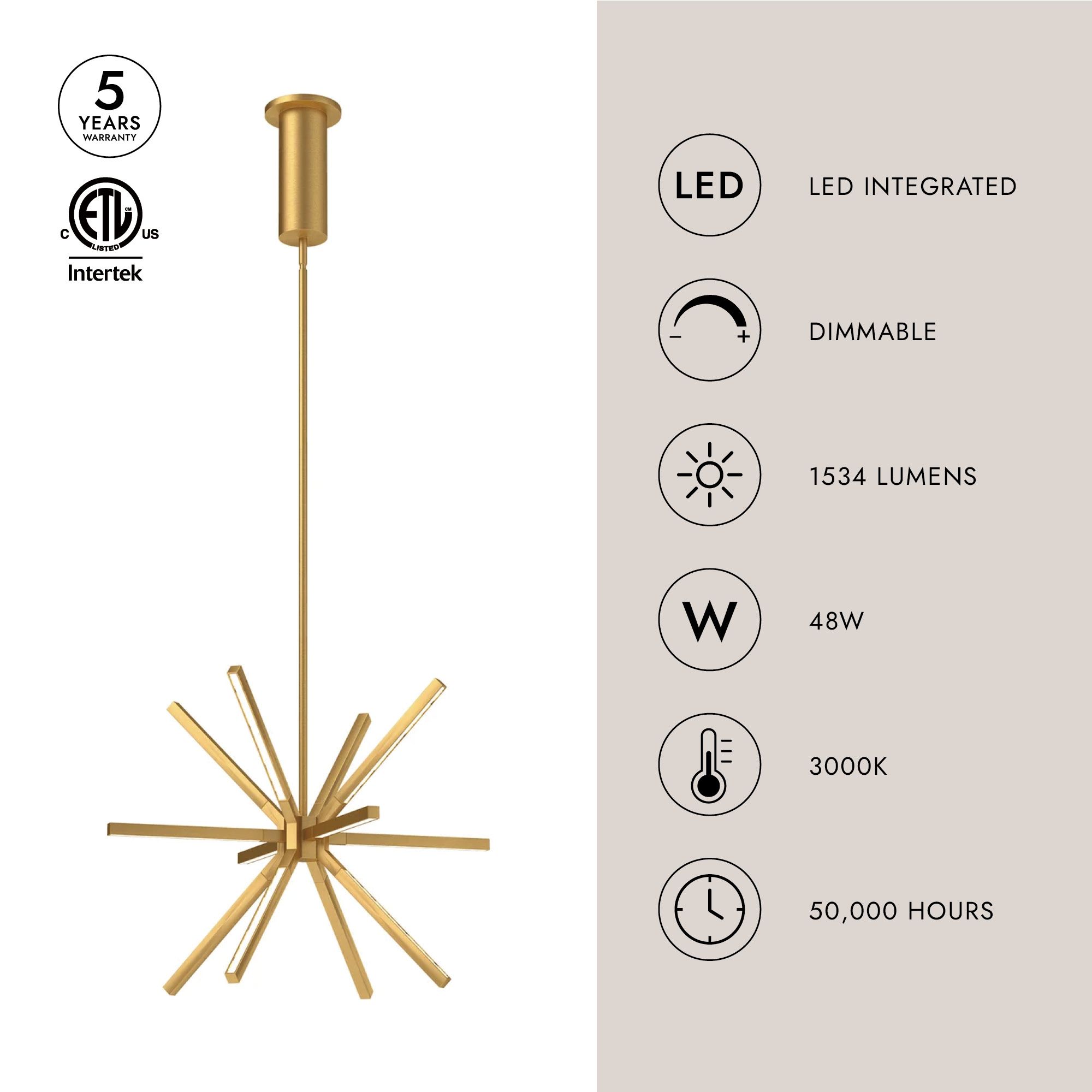 Image 4 Kuzco Sirius Minor LED 20-in Brushed Gold Chandelier more views