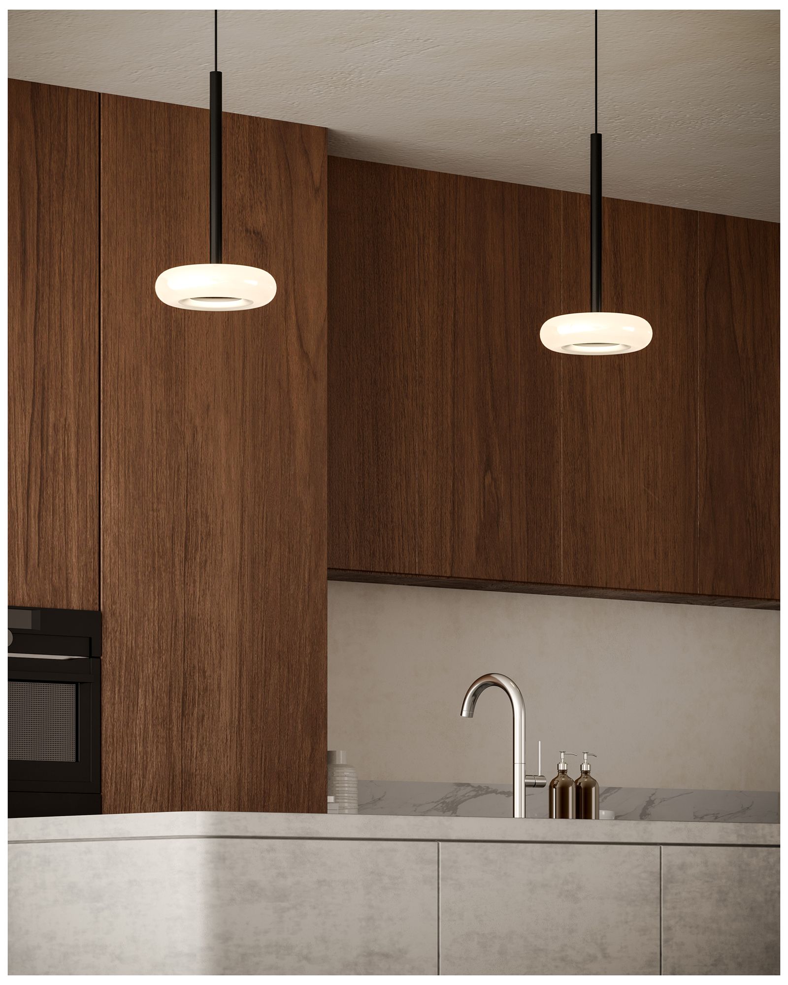 Image 3 Kuzco Stephord LED 4-in Black/Frosted Glass Pendant more views